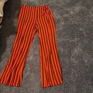 Vici Red and Black Striped Flare Pants